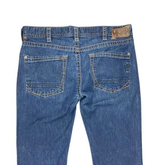 1921 Jeans Mens 38 x 34 Blue Stretch Slash Western Glove Work Slim Cowboy Denim - Picture 6 of 15